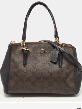 Coach Dark Brown Coated Canvas Mini Christie Carryall Satchel